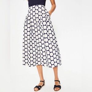 NWT BODEN Theodora Pleated Polka Dot Skirt 10 Pockets Fully Lined Midi Geometric